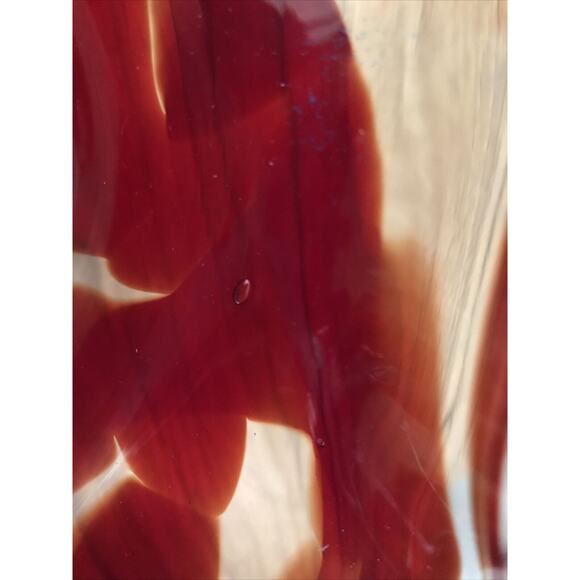 Red Zorza? Hand Blown Art Glass Handkerchief Vase Centerpiece Catch All - Picture 6 of 8